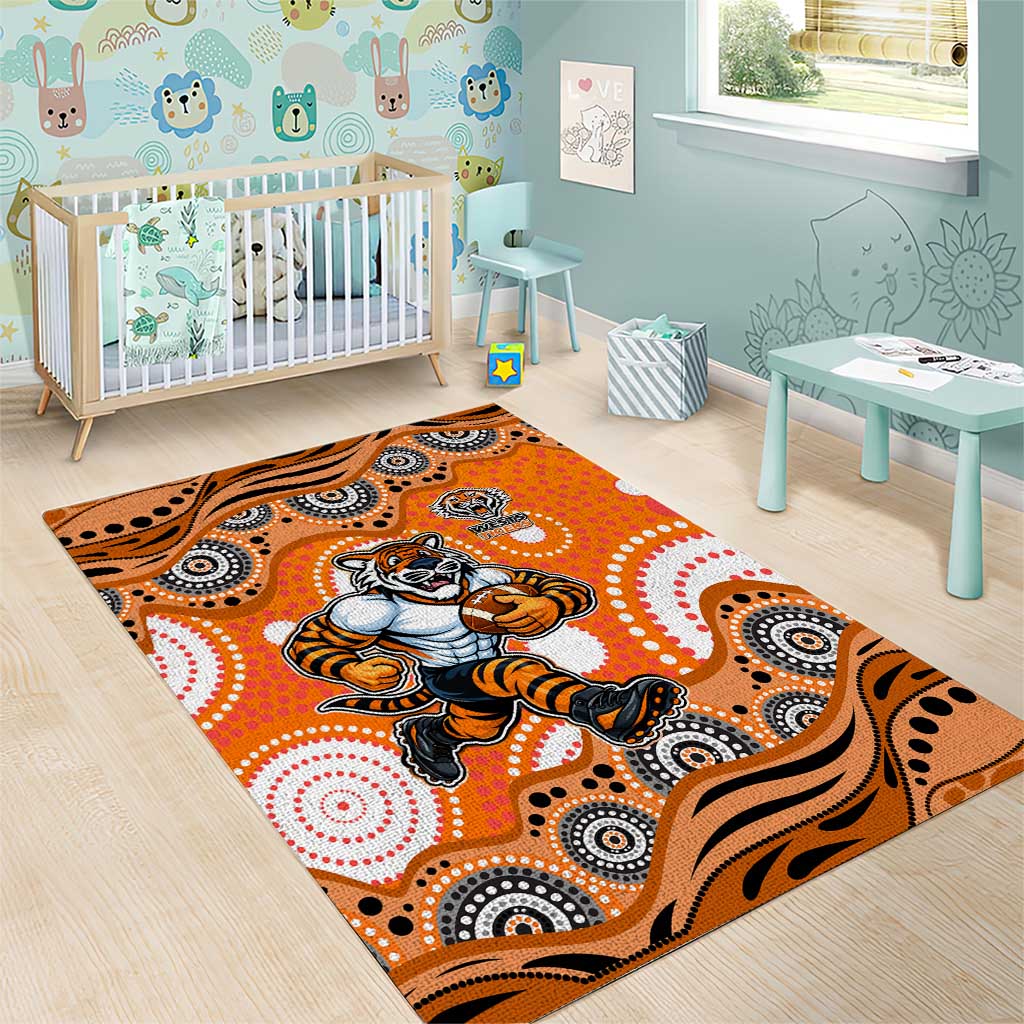 Wests Tigers Area Rug Aboriginal Dot Pattern - Rugby Mascot Heritage Pride