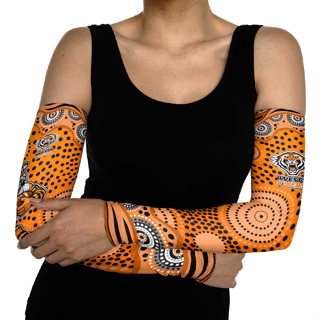 Wests Tigers Arm Sleeves Aboriginal Dot Pattern - Rugby Mascot Heritage Pride