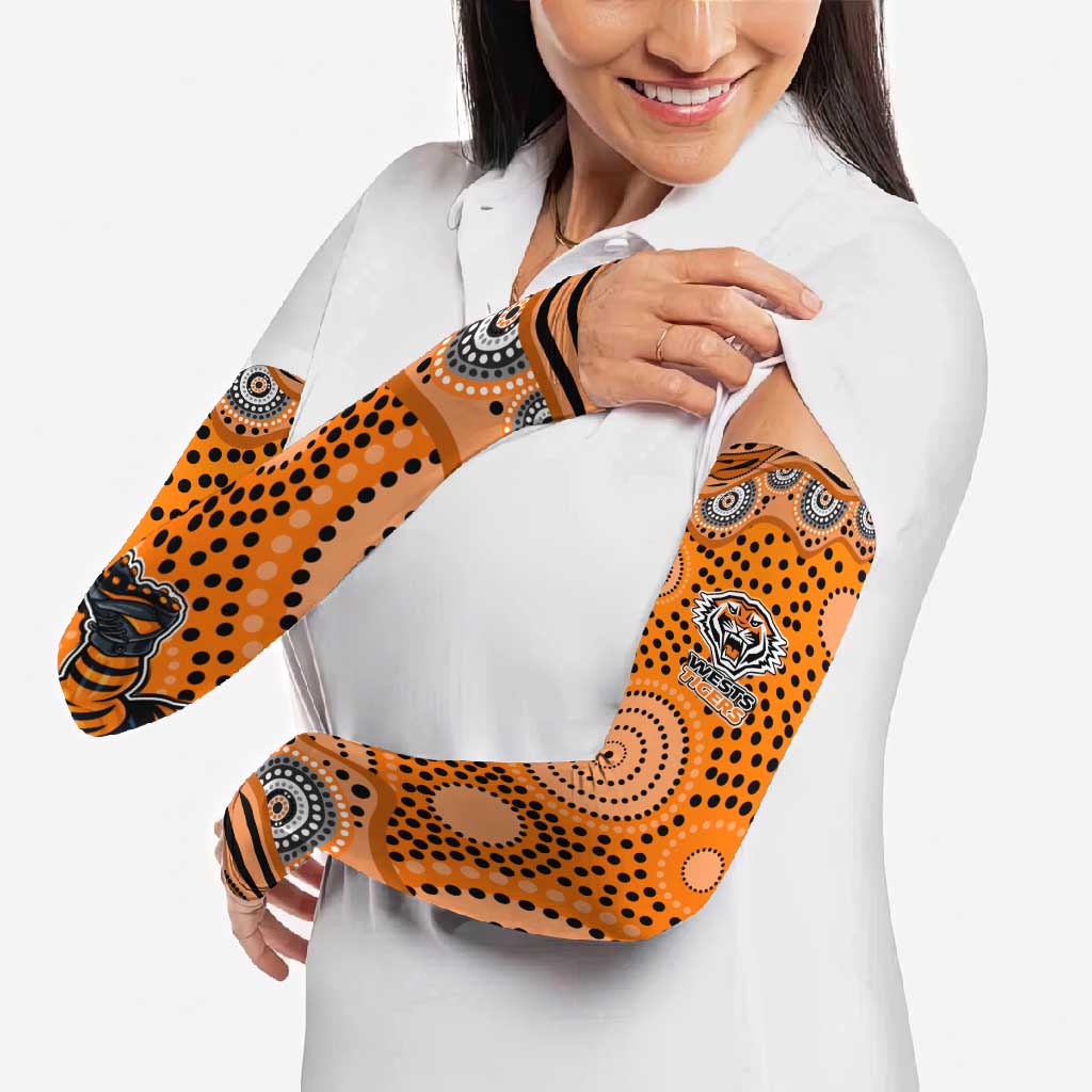 Wests Tigers Arm Sleeves Aboriginal Dot Pattern - Rugby Mascot Heritage Pride