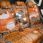 Wests Tigers Back Car Seat Cover Aboriginal Dot Pattern - Rugby Mascot Heritage Pride