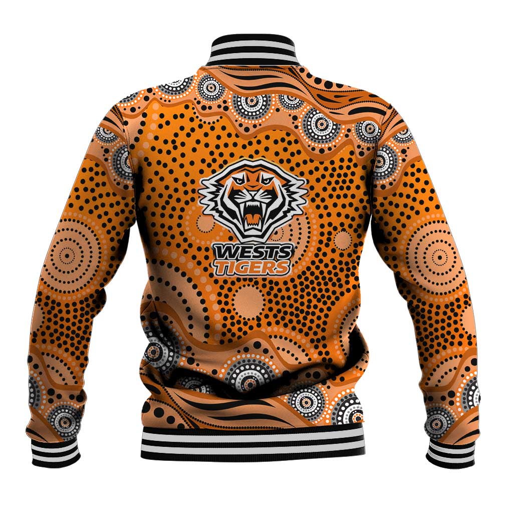Wests Tigers Baseball Jacket Aboriginal Dot Pattern - Rugby Mascot Heritage Pride