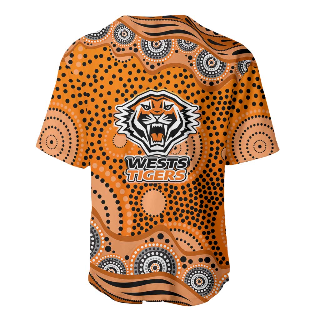 Wests Tigers Baseball Jersey Aboriginal Dot Pattern - Rugby Mascot Heritage Pride
