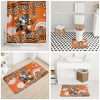 Wests Tigers Bathroom Set Aboriginal Dot Pattern - Rugby Mascot Heritage Pride
