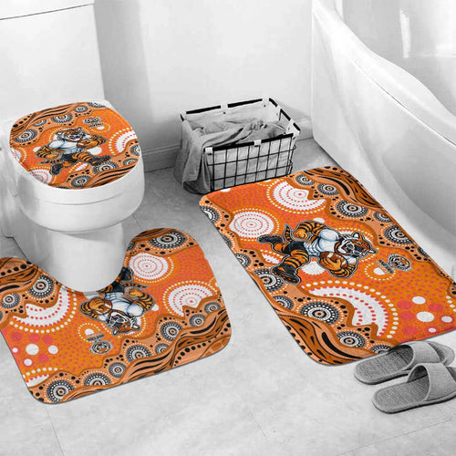 Wests Tigers Bathroom Set Aboriginal Dot Pattern - Rugby Mascot Heritage Pride