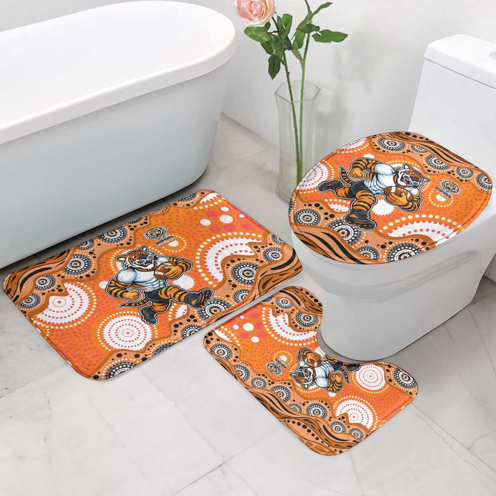 Wests Tigers Bathroom Set Aboriginal Dot Pattern - Rugby Mascot Heritage Pride