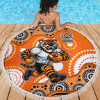 Wests Tigers Beach Blanket Aboriginal Dot Pattern - Rugby Mascot Heritage Pride