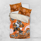 Wests Tigers Bedding Set Aboriginal Dot Pattern - Rugby Mascot Heritage Pride
