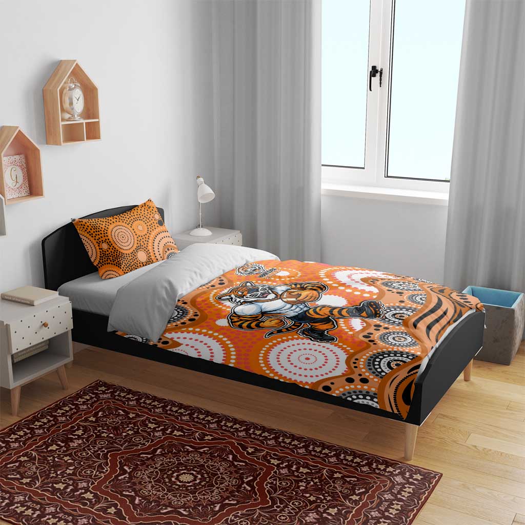 Wests Tigers Bedding Set Aboriginal Dot Pattern - Rugby Mascot Heritage Pride