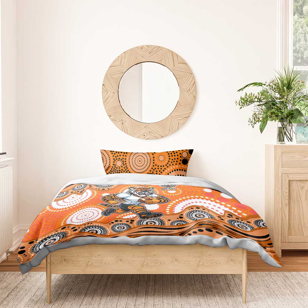 Wests Tigers Bedding Set Aboriginal Dot Pattern - Rugby Mascot Heritage Pride