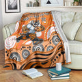 Wests Tigers Blanket Aboriginal Dot Pattern - Rugby Mascot Heritage Pride