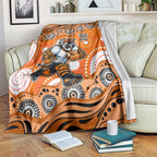 Wests Tigers Blanket Aboriginal Dot Pattern - Rugby Mascot Heritage Pride