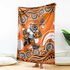Wests Tigers Blanket Aboriginal Dot Pattern - Rugby Mascot Heritage Pride