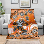 Wests Tigers Blanket Aboriginal Dot Pattern - Rugby Mascot Heritage Pride