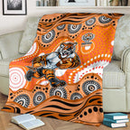 Wests Tigers Blanket Aboriginal Dot Pattern - Rugby Mascot Heritage Pride