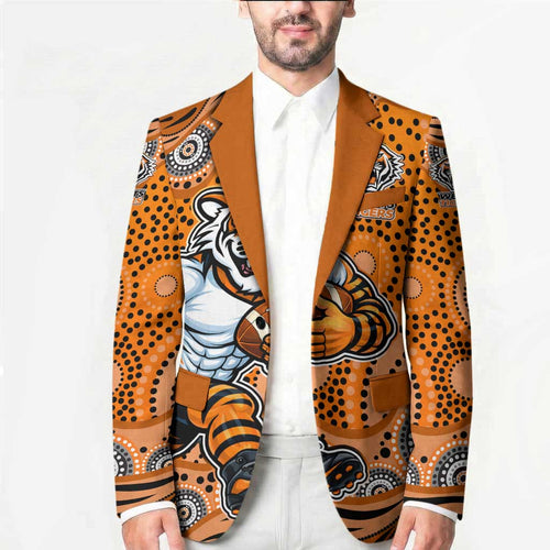 Wests Tigers Blazer Aboriginal Dot Pattern - Rugby Mascot Heritage Pride