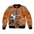 Wests Tigers Bomber Jacket Aboriginal Dot Pattern - Rugby Mascot Heritage Pride