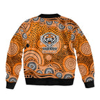 Wests Tigers Bomber Jacket Aboriginal Dot Pattern - Rugby Mascot Heritage Pride