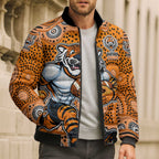 Wests Tigers Bomber Puffer Jacket Aboriginal Dot Pattern - Rugby Mascot Heritage Pride
