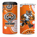 Wests Tigers 4 in 1 Can Cooler Tumbler Aboriginal Dot Pattern - Rugby Mascot Heritage Pride