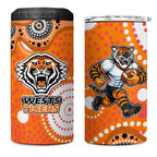Wests Tigers 4 in 1 Can Cooler Tumbler Aboriginal Dot Pattern - Rugby Mascot Heritage Pride