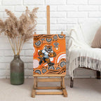 Wests Tigers Canvas Wall Art Aboriginal Dot Pattern - Rugby Mascot Heritage Pride