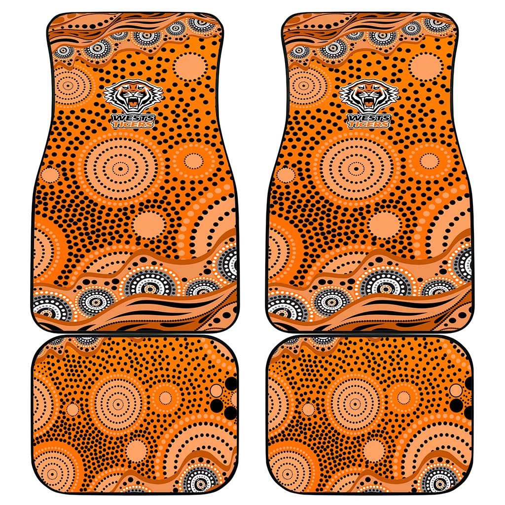 Wests Tigers Car Mats Aboriginal Dot Pattern - Rugby Mascot Heritage Pride