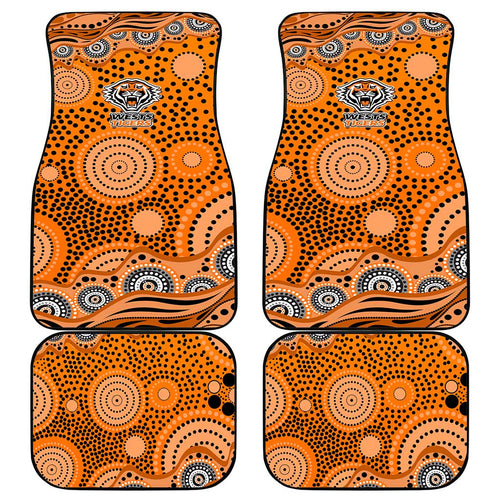 Wests Tigers Car Mats Aboriginal Dot Pattern - Rugby Mascot Heritage Pride