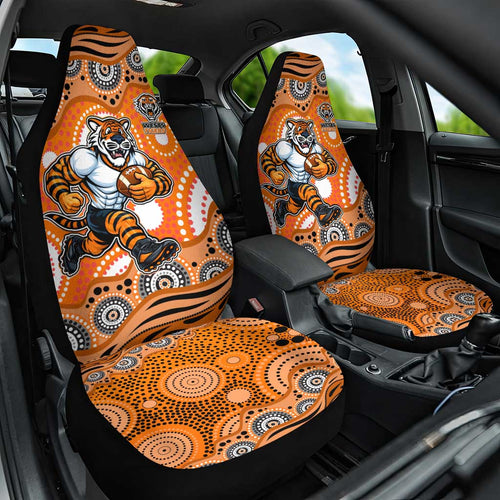 Wests Tigers Car Seat Cover Aboriginal Dot Pattern - Rugby Mascot Heritage Pride