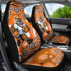 Wests Tigers Car Seat Cover Aboriginal Dot Pattern - Rugby Mascot Heritage Pride