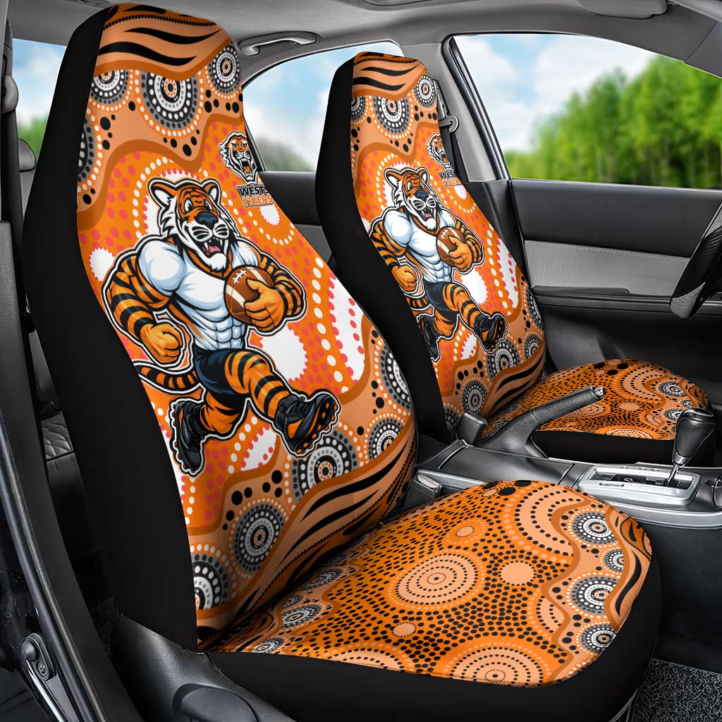 Wests Tigers Car Seat Cover Aboriginal Dot Pattern - Rugby Mascot Heritage Pride