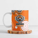 Wests Tigers Ceramic Mug Aboriginal Dot Pattern - Rugby Mascot Heritage Pride