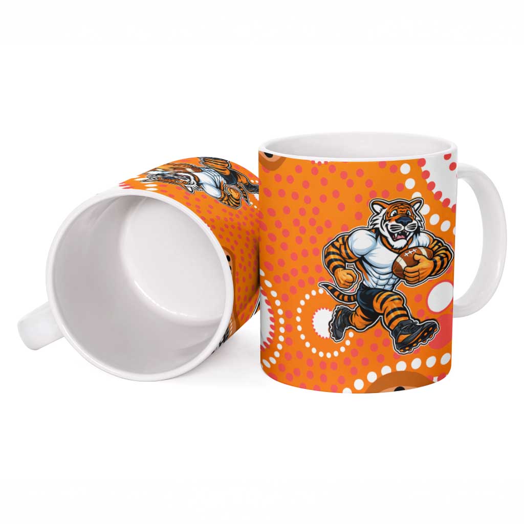 Wests Tigers Ceramic Mug Aboriginal Dot Pattern - Rugby Mascot Heritage Pride