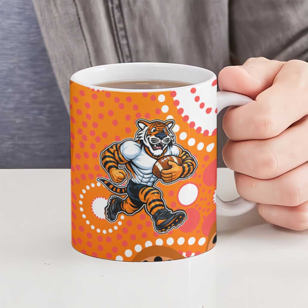 Wests Tigers Ceramic Mug Aboriginal Dot Pattern - Rugby Mascot Heritage Pride