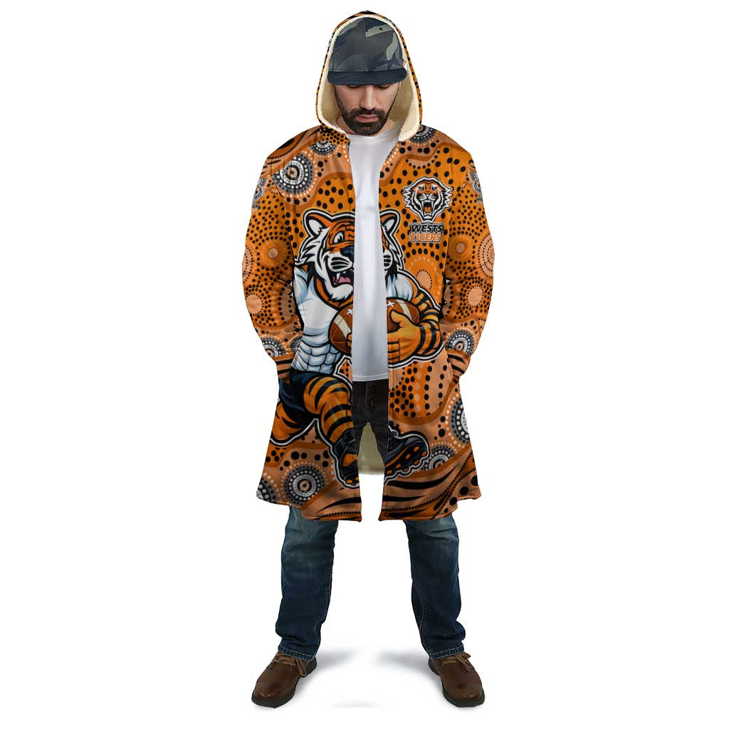 Wests Tigers Cloak Aboriginal Dot Pattern - Rugby Mascot Heritage Pride