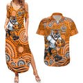 Wests Tigers Couples Matching Summer Maxi Dress and Hawaiian Shirt Aboriginal Dot Pattern - Rugby Mascot Heritage Pride