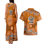 Wests Tigers Couples Matching Tank Maxi Dress and Hawaiian Shirt Aboriginal Dot Pattern - Rugby Mascot Heritage Pride