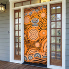 Wests Tigers Door Cover Aboriginal Dot Pattern - Rugby Mascot Heritage Pride