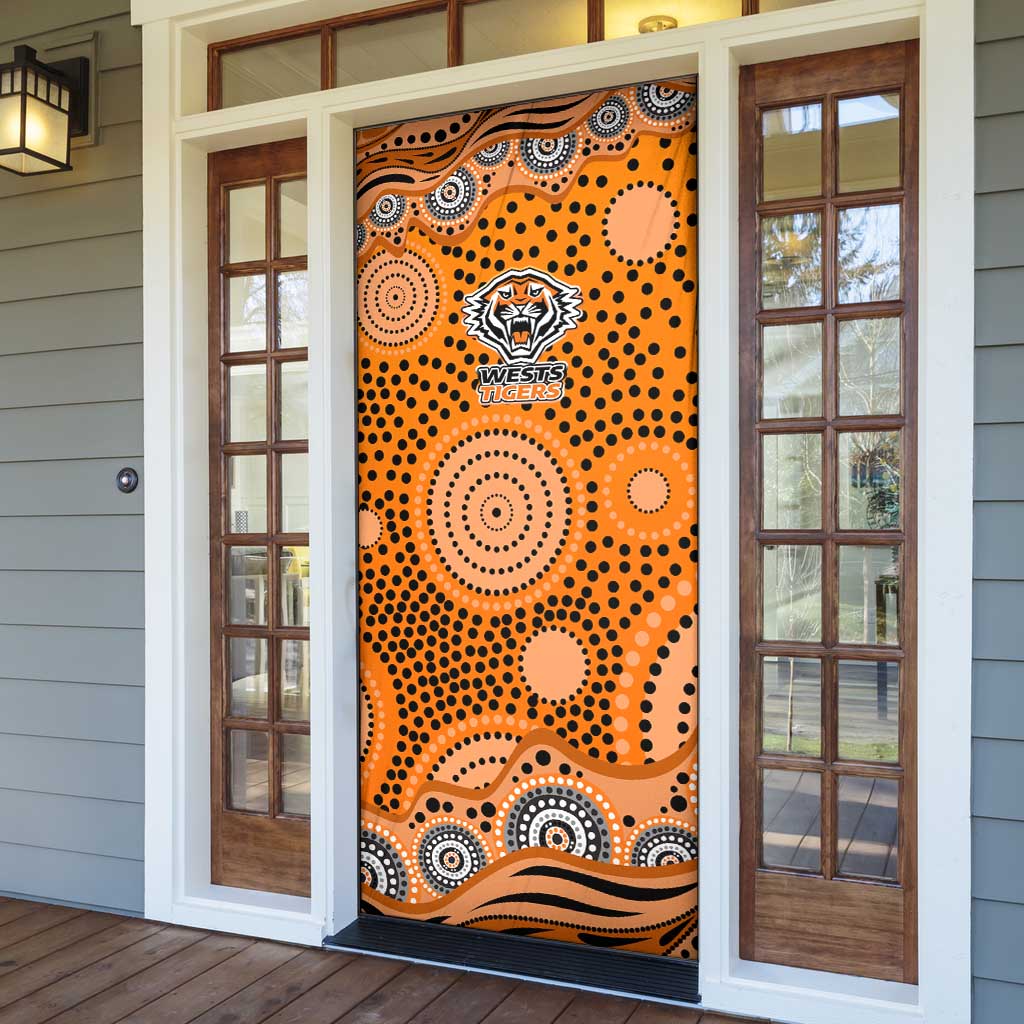 Wests Tigers Door Cover Aboriginal Dot Pattern - Rugby Mascot Heritage Pride