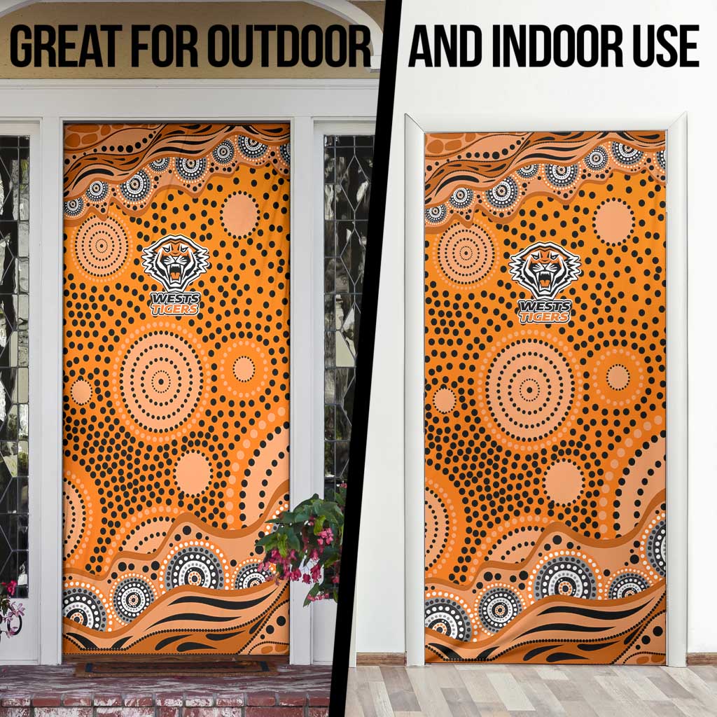Wests Tigers Door Cover Aboriginal Dot Pattern - Rugby Mascot Heritage Pride