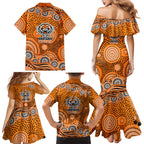 Wests Tigers Family Matching Mermaid Dress and Hawaiian Shirt Aboriginal Dot Pattern - Rugby Mascot Heritage Pride