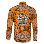Wests Tigers Family Matching Mermaid Dress and Hawaiian Shirt Aboriginal Dot Pattern - Rugby Mascot Heritage Pride