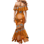 Wests Tigers Family Matching Mermaid Dress and Hawaiian Shirt Aboriginal Dot Pattern - Rugby Mascot Heritage Pride