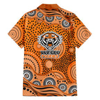 Wests Tigers Family Matching Puletasi and Hawaiian Shirt Aboriginal Dot Pattern - Rugby Mascot Heritage Pride