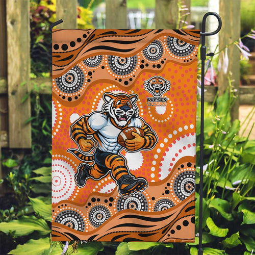 Wests Tigers Garden Flag Aboriginal Dot Pattern - Rugby Mascot Heritage Pride