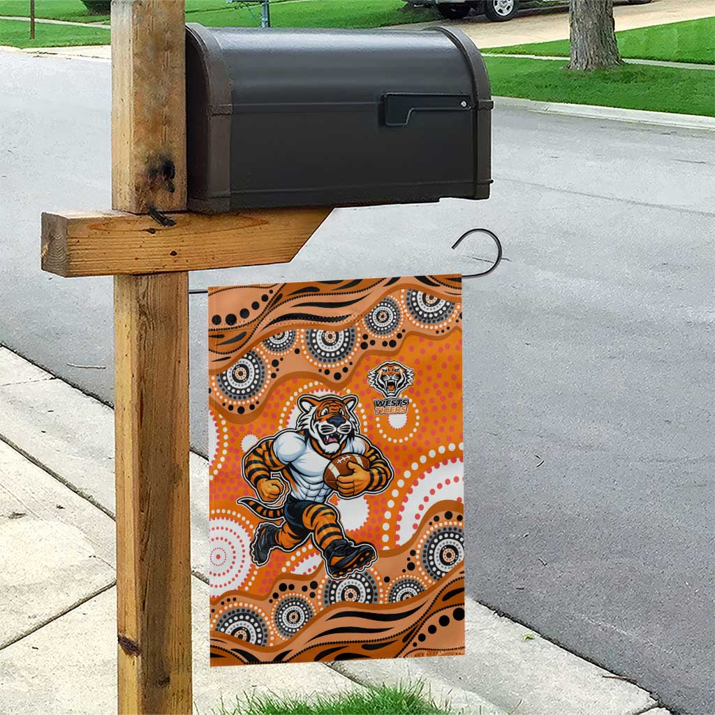 Wests Tigers Garden Flag Aboriginal Dot Pattern - Rugby Mascot Heritage Pride