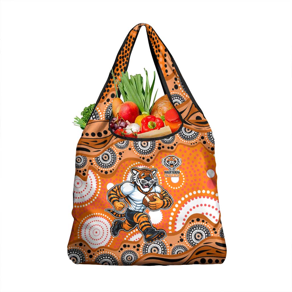 Wests Tigers Grocery Bag Aboriginal Dot Pattern - Rugby Mascot Heritage Pride