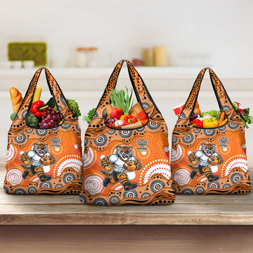 Wests Tigers Grocery Bag Aboriginal Dot Pattern - Rugby Mascot Heritage Pride