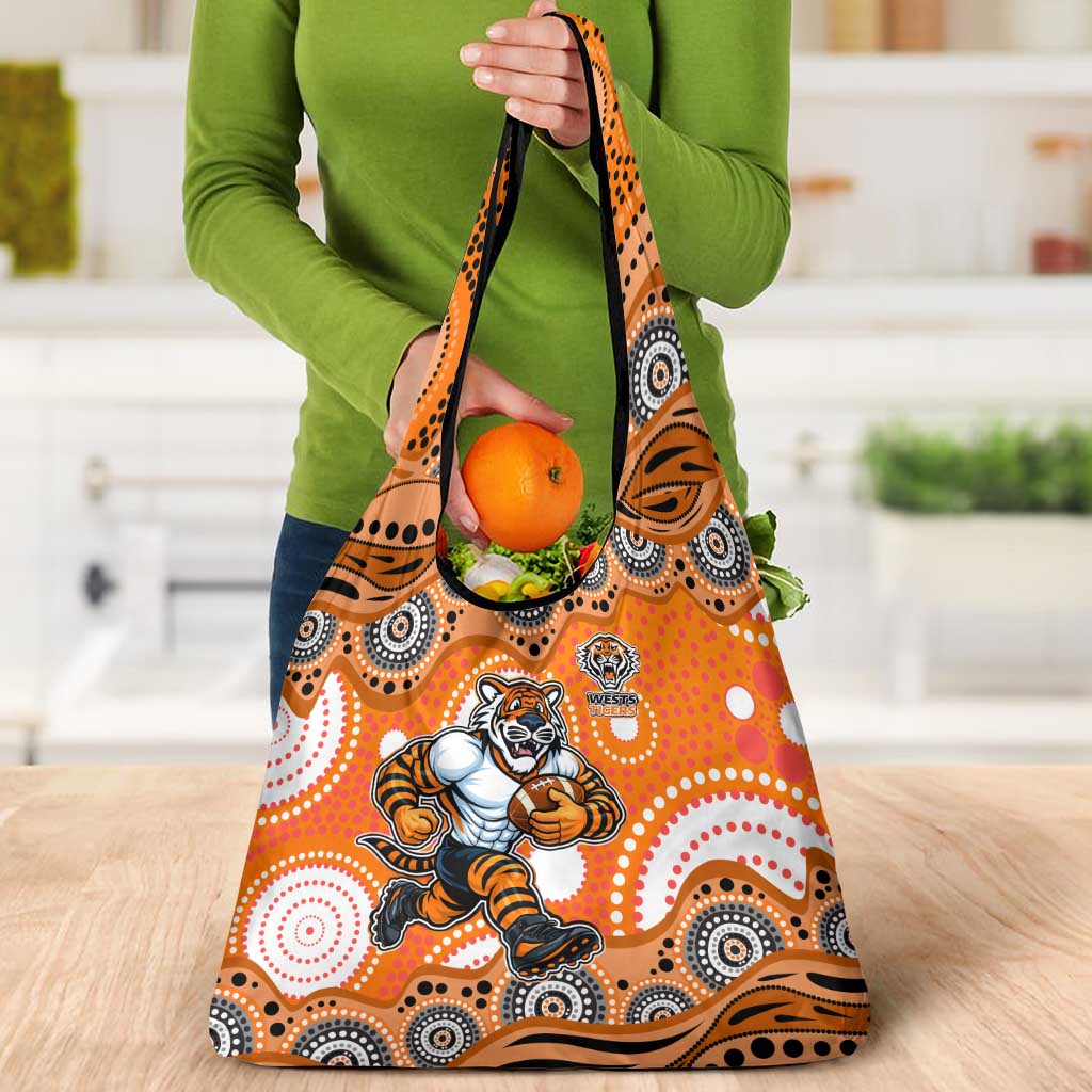 Wests Tigers Grocery Bag Aboriginal Dot Pattern - Rugby Mascot Heritage Pride