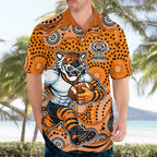 Wests Tigers Hawaiian Shirt Aboriginal Dot Pattern - Rugby Mascot Heritage Pride