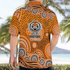 Wests Tigers Hawaiian Shirt Aboriginal Dot Pattern - Rugby Mascot Heritage Pride